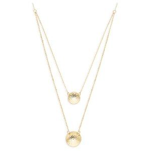 14k yellow gold necklace double hammered circles